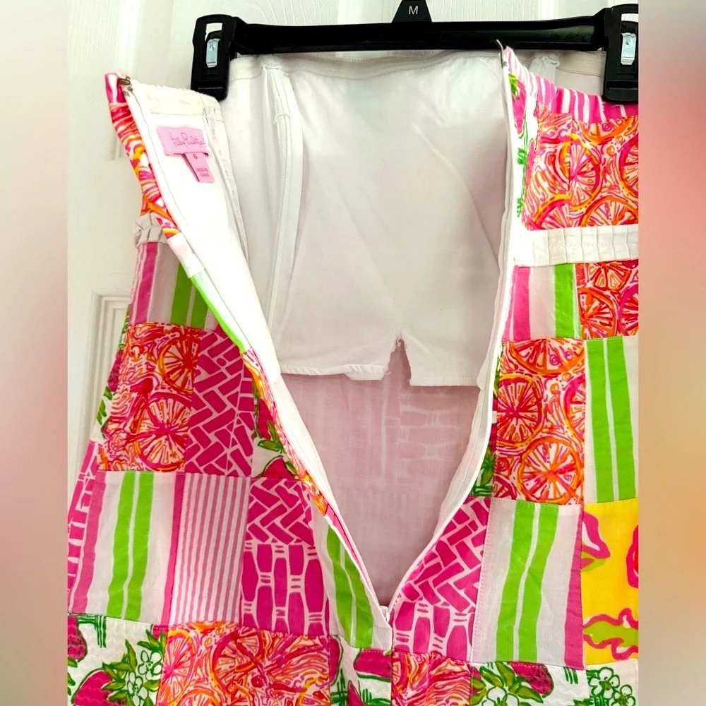 Classic Lilly Pulitzer sundress with a strapless neckline and A-line silhouette